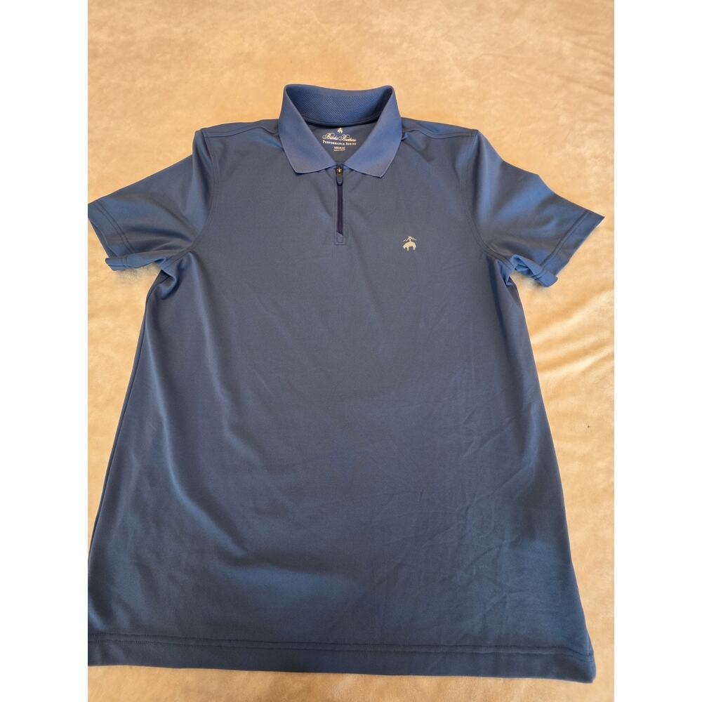 Brooks Brothers Performance 1/4 Zip Polo Short Sleeve Blue Size Medium